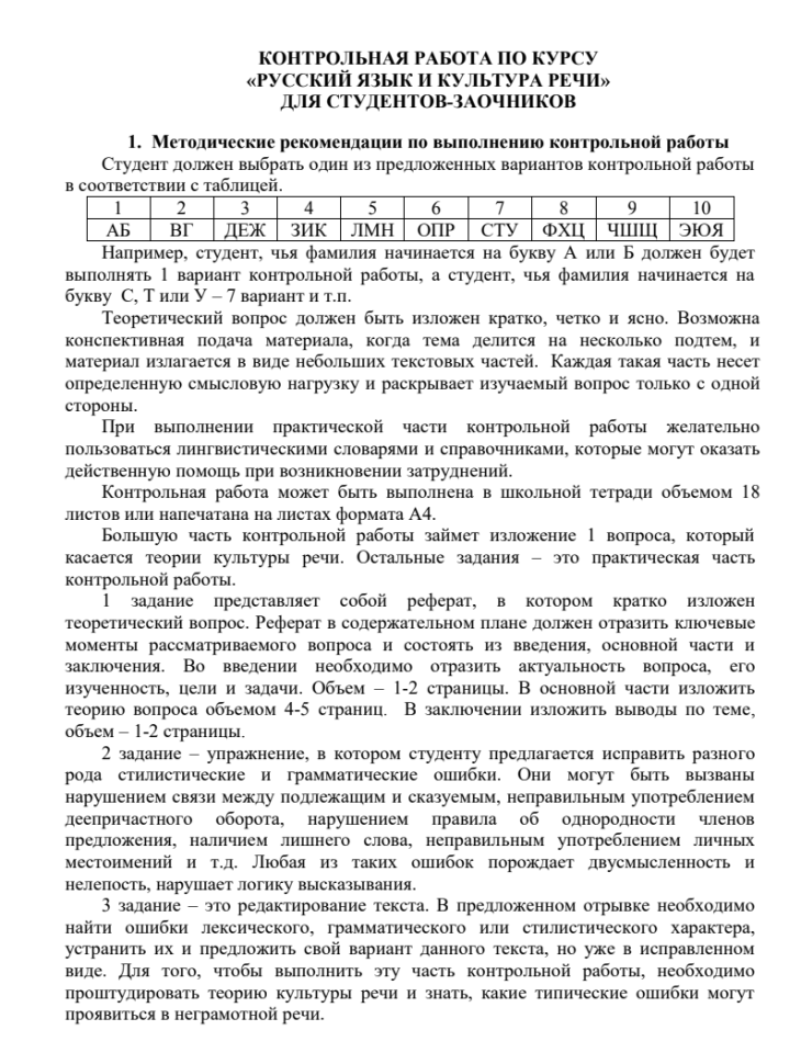Русский язык. АГНИ. Контрольная работа