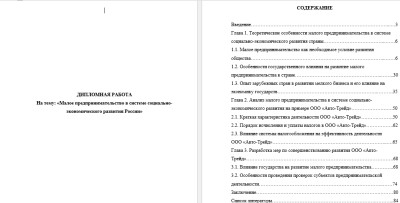 Менеджмент Синегерия Диплом Малое предпринимательство в системе социально экономического развития России